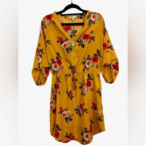 2/$20 - Stella Tweed - Yellow Floral Dress (Size M)